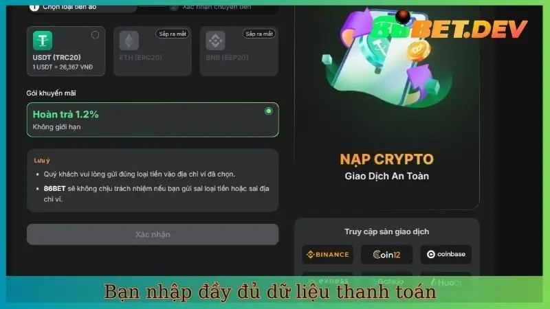 Bạn nhập đầy đủ dữ liệu thanh toán