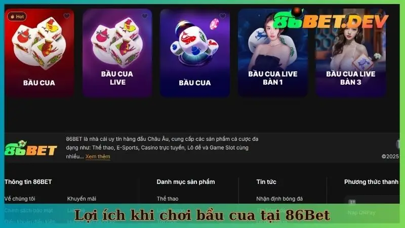Lợi ích khi chơi Bầu Cua tại 86Bet