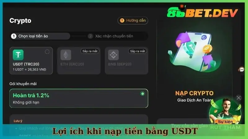 Lợi ích khi nạp tiền bằng USDT