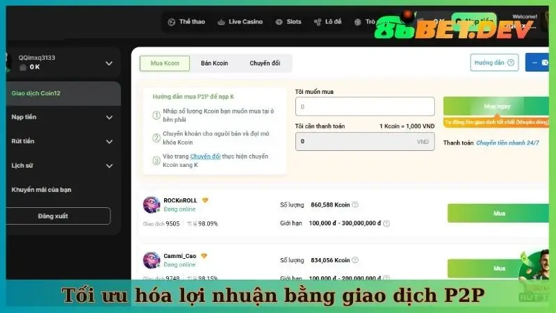 Tối ưu hóa lợi nhuận bằng giao dịch P2P